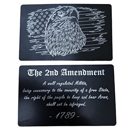 Second Amendment Dual-Sided Engraving Aluminum Wallet Insert Gifts for Men & Women