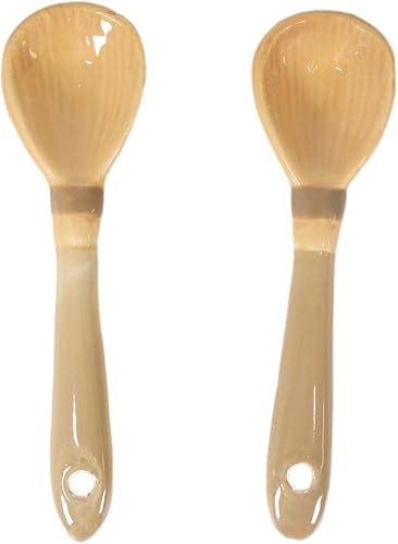 Ebros Gift Wicca Witchcraft Witches Broomsticks - Juego de 2 cucharas de cerámica para café, té, tazas de 4.5 pulgadas de largo