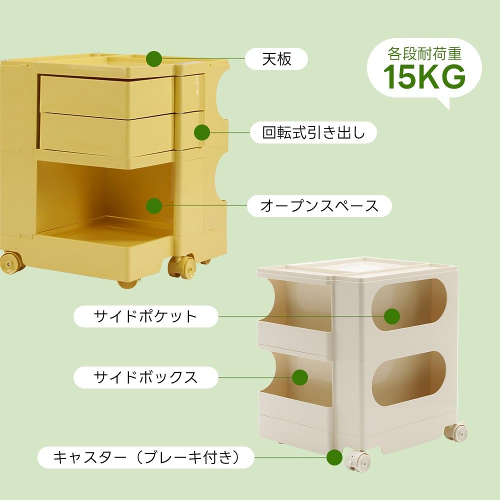 Amazon.co.jp: 収納ワゴン ボビー キャスター付き ブレーキ付き