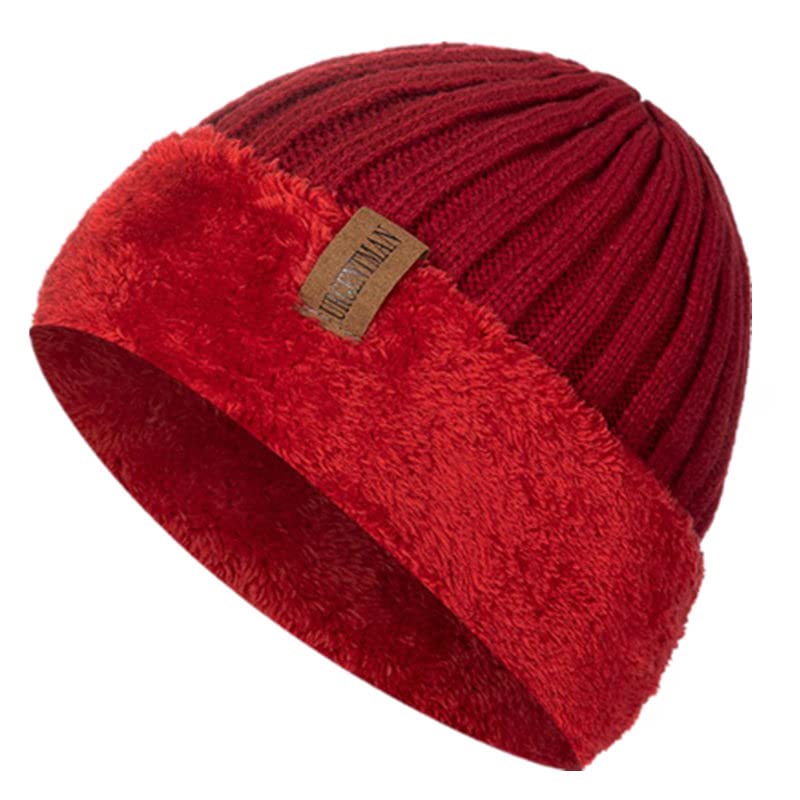 Hombres y mujeres general grueso invierno Cap cálido más forro de piel solapa Cap Beanie hombres y mujeres general cálido al aire libre punto Cap, rosso, Talla única
