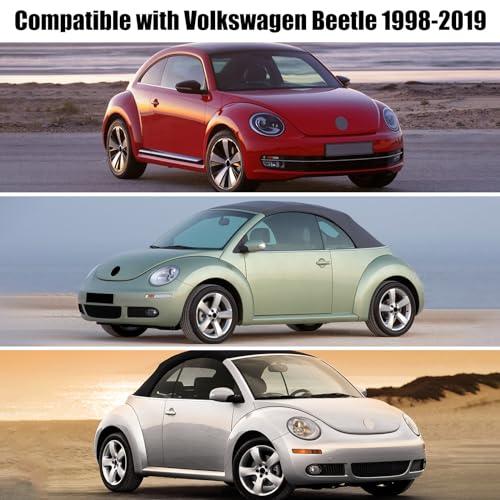 Image of Half Car Cover Compatible with Volkswagen New Beetle 1998-2022, All Weather Protection with Side Mirror Cover, Waterproof Top Roof Protector for Rain Hail Sunshine Protection