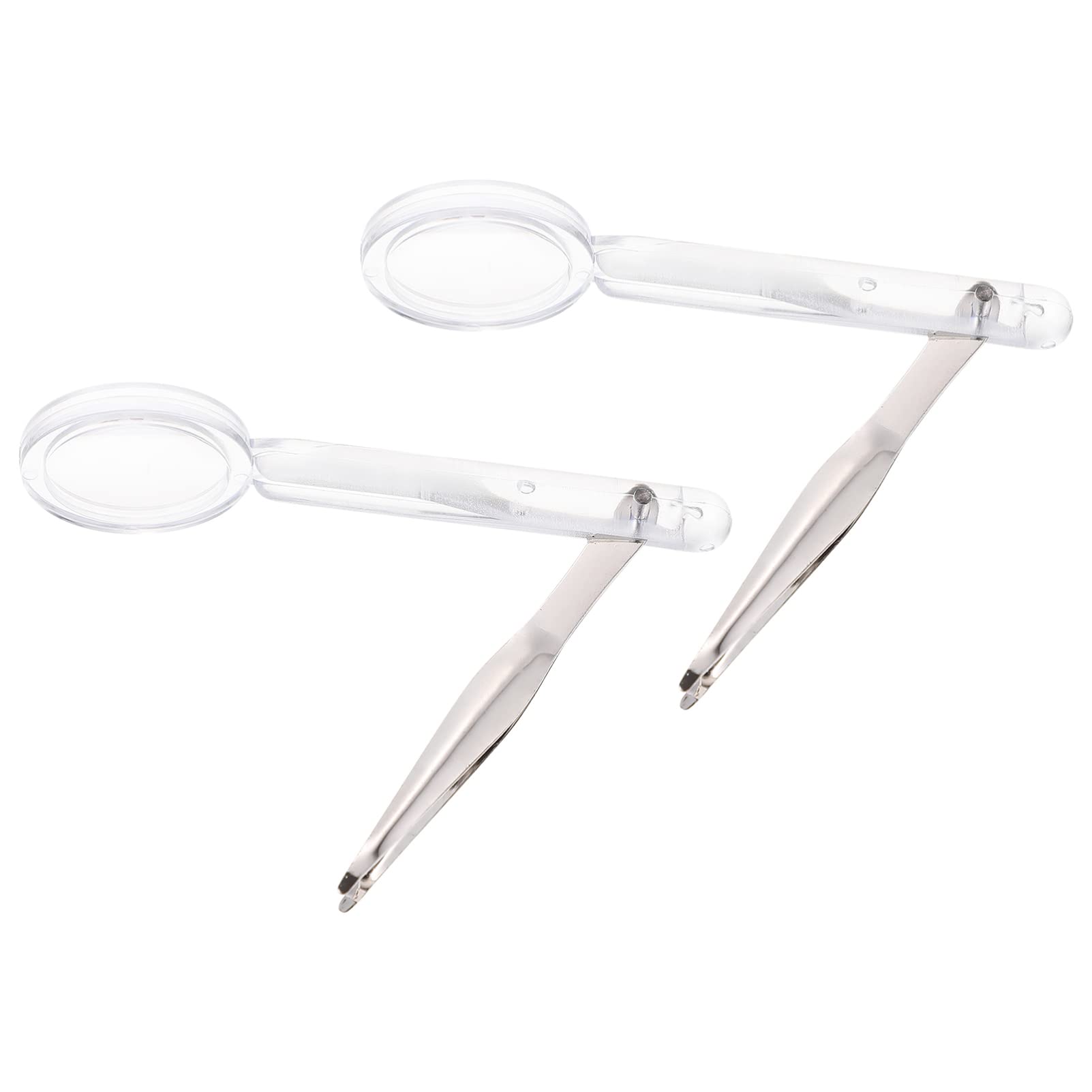 WRITWAA 2sets 2pcs Portable Magnifying Glass with Tweezers High Definition Optical Lens for Easy Viewing and Precision Gripping Multi Function Handheld Tool for All Ages and 2pcs*2