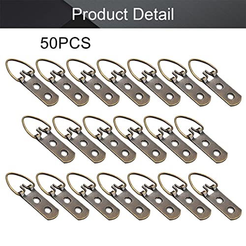 Image of MroMax 50PCS Ring Picture Frame Buckle 2.13 inch x 0.63 inch Bronze Tone Assortment Kit for Home Decoration Picture Frames Photo Hanging Solutions