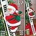 Electric Santa Climbing Ladder to Tree, Climbing Up and Down Santa Claus on Ladder with Music and Bag of Presents Tree Holiday Party Home Door Wall Decoration Xmas Ornament