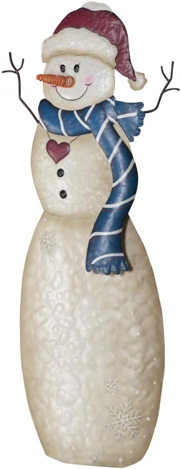 Collections Etc Christmas Snowmen Outdoor Metal Garden Stakes - 3D Seasonal Decor, Each Sold Separately Mrs. Snowman