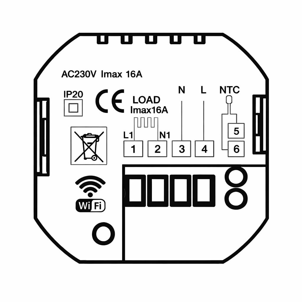 AC603H WLAN Smart Thermostat CALORIQUE - für elektrische Fußbodenheizung, programmierbar, 16A, App-Steuerung, kompatibel mit Alexa & Google Assistant, Tuya