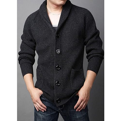 Mens Cable Knit Cardigan Sweater Loose Button Down Shawl Collar Sweater Long Sleeve Casual Chunky Ribbed Cardigans2