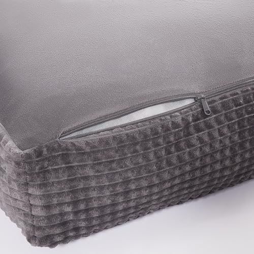 Image of Modern Threads Ultra Plush Orthopedic Memory Foam Pillow Bed for Large Dogs with Supportive Filling and Stylish Textured Design, Charcoal, (48 inch L x 36 inch W x 6 inch Th)