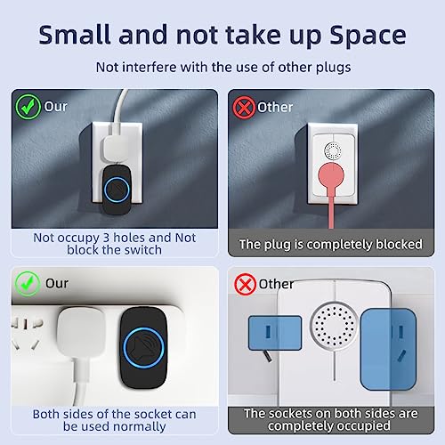 Wireless Doorbell, Mini Wireless Doorbell,IP65 Waterproof, 1050Ft Range 5 Volume Levels, 38 Chimes,LED Flashing Portable Door Bells for Home - Image 6