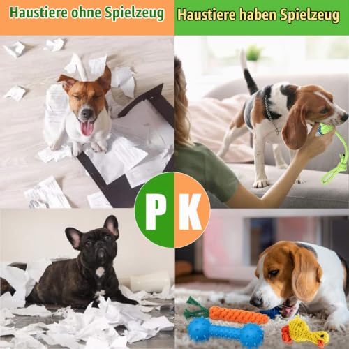 TOPSEAS Welpenspielzeug und Hundespielzeug Set 15 Stück, Natürliche Baumwolle, ungiftig, geruchlos, interaktiv, robust, Zahnreinigung