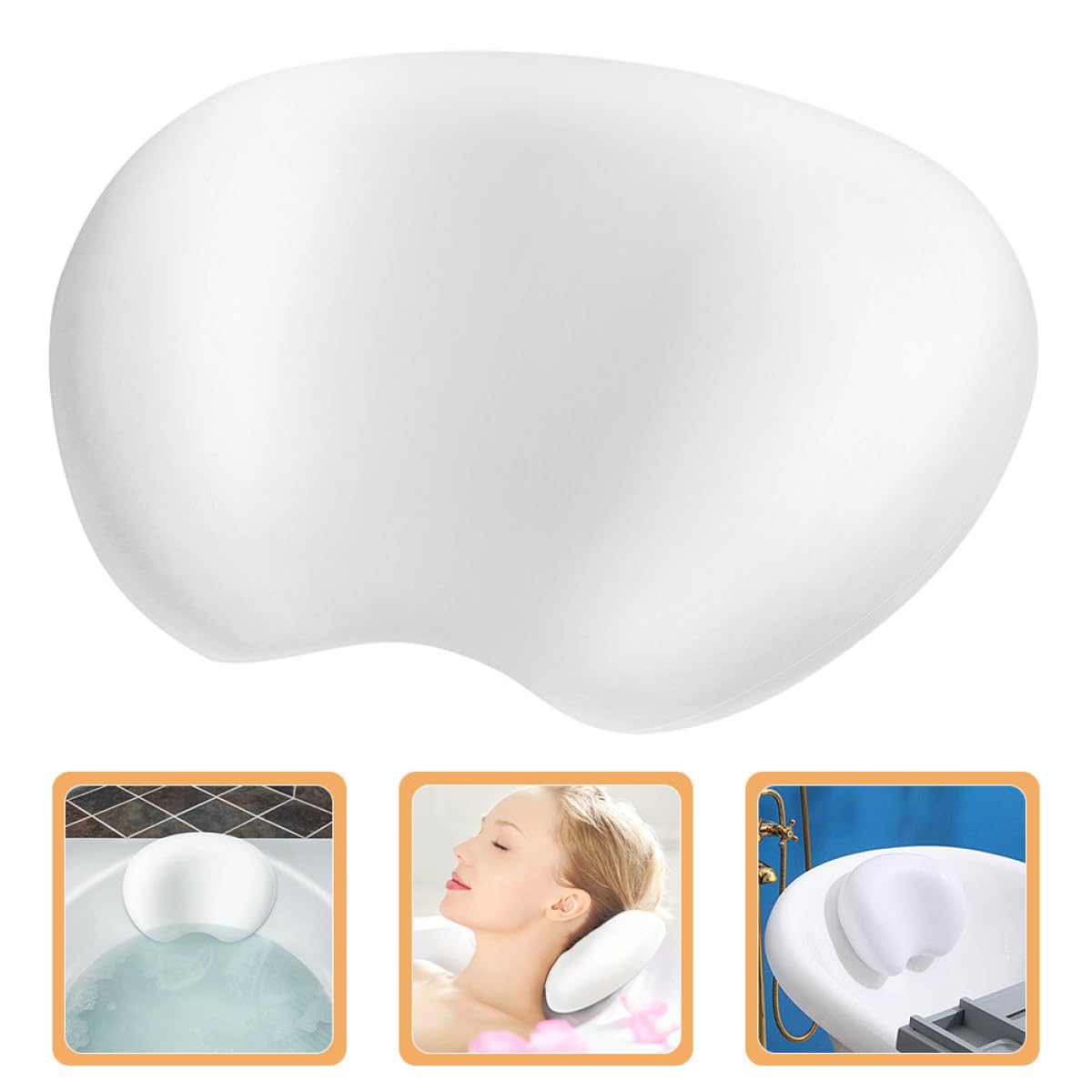 NOLITOY Almohada de Bañera de PU de Color Blanco Ventosas, Cómoda para Reposacabezas, Soporte para Cabeza, Cuello y Hombros, Adecuado para Baño y SPA