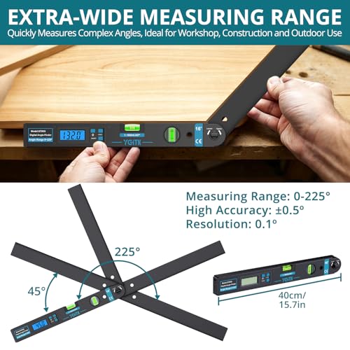 Buscador digital de ángulos 225° con pantalla LCD y nivel miniatura 2