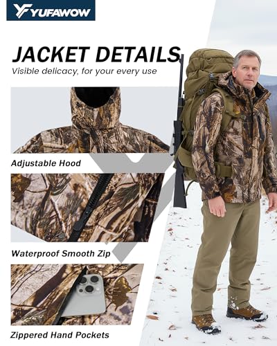 Image of Yufawow Men's Ski Jacket Waterproof Warm Snowboard Jacket Insulated Winter Coat for Outdoor Cold Weather Sports Work