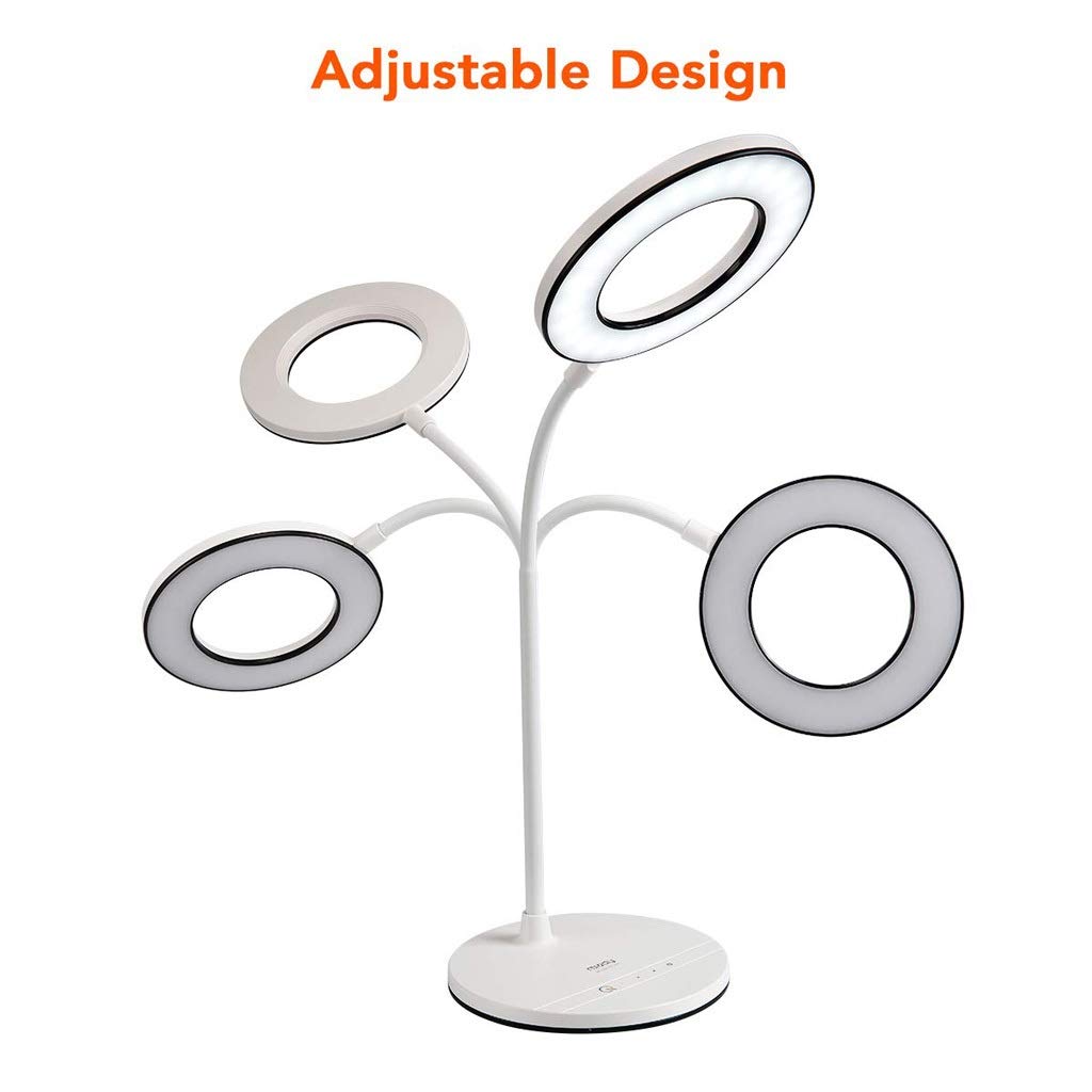 Schreibtischlampe, LED-Tischlampe, augenschonende Schreibtischlampe, 3 Farbmodi mit 4 Helligkeitsstufen, dimmbar, USB-Ladegerät, Bürolampe, Touch-Steuerung, 360° flexibel