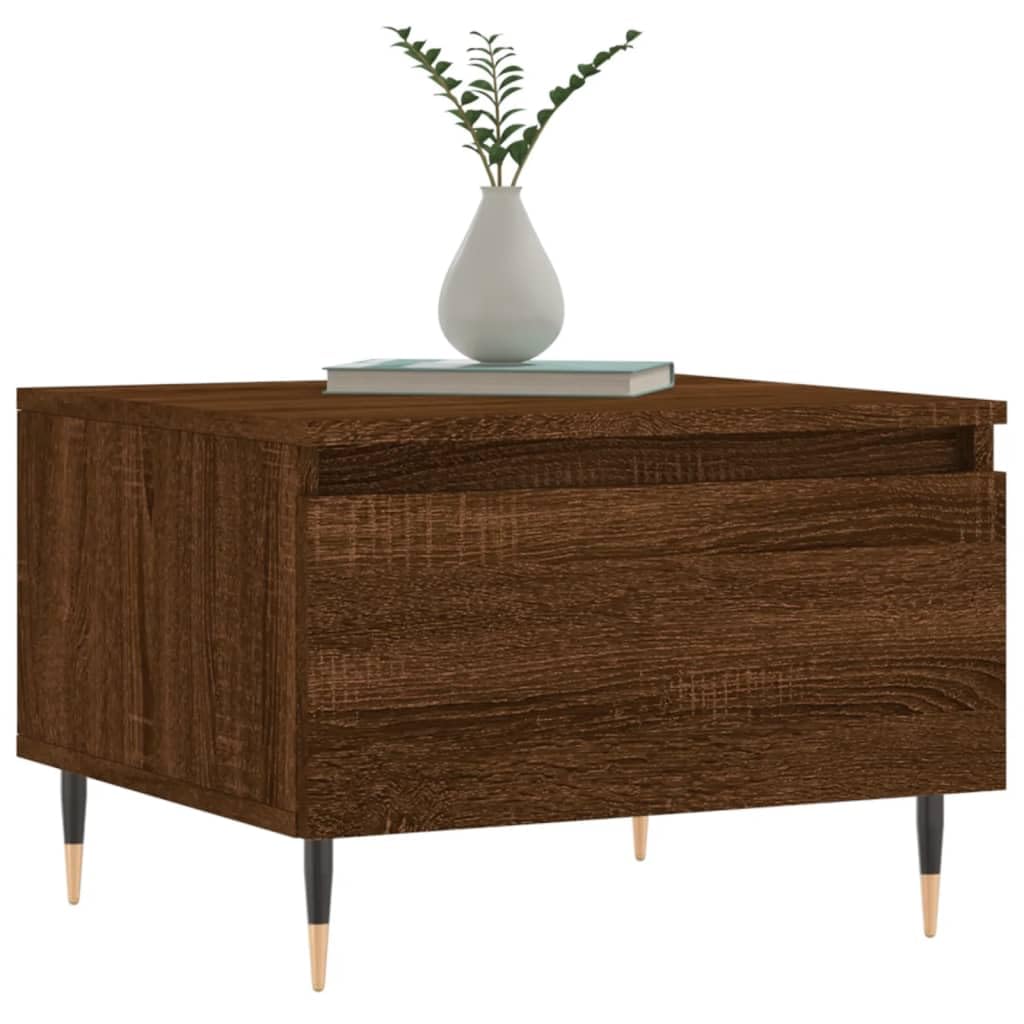 Homgoday 2 tavolini da caffè in rovere marrone, 50 x 46 x 35 cm, in legno ingegnerizzato, tavolino da tè per soggiorno, sala d'accoglienza degli ospiti, camera da letto e ufficio, mobili tipo 2