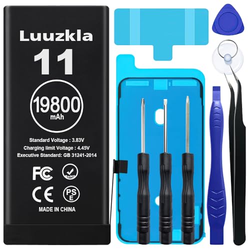 Luuzkla 19800mAh (New Upgrade) Battery Compatible with iPhone 11, Super Capacity Battery Replacement Compatible with iPhone 11, with Full Tool Kits-0 Cycle High Capacity-24 Months Service