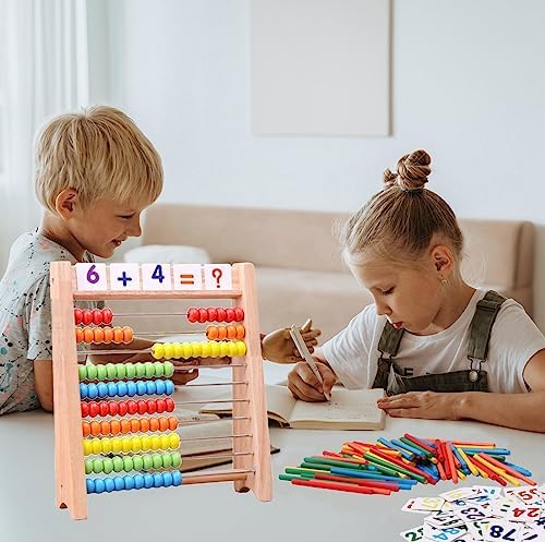 Wooden Abacus for Kids Math with 100 Counting Sticks and Numbers Cards, Educational Math Games Preschool Learning Toys for Preschoolers 1st 2nd Grade Children 5 6 7 8 Year Olds Homeschool Supplies 6 51criOMaraL. AC