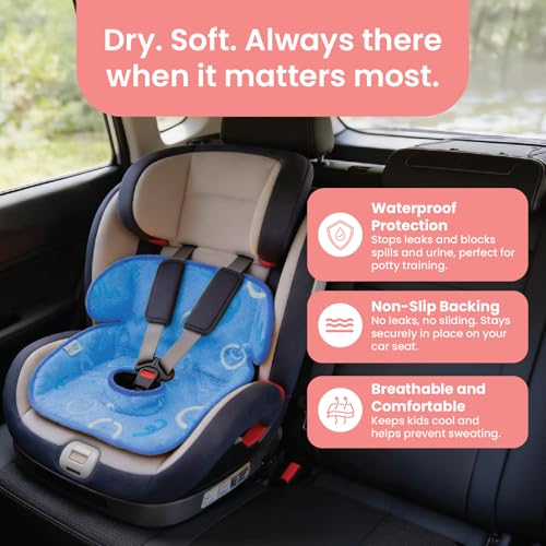 Image of Piddle Pad 2-Pack, Potty Training Car Seat Protector, Toddler Car Seat Cover & Stroller Protector, Machine Washable Waterproof Car Seat, Anti-Slip, Universal Fit (Blue)