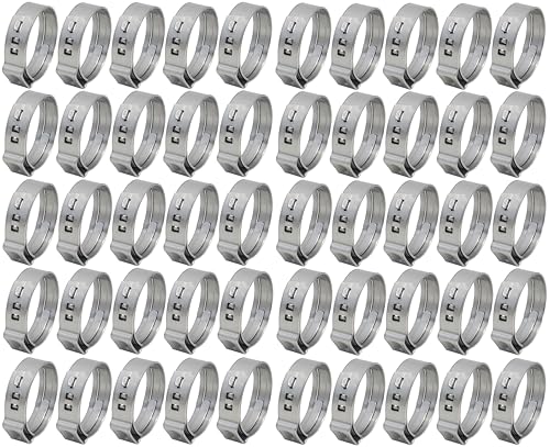 OCS Parts – Oetiker Ear Clamps 167 Series, 304 Stainless Steel, 19.8 mm Size, Pack of 50, Band Dimension 7 x 0.6 mm, Includes OCS Parts 2-Year Warranty