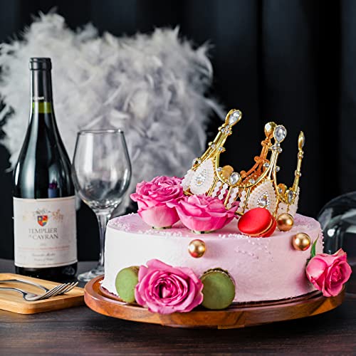 Rotating Cake Stand with Clear Acrylic Dome Lid, Turntable Base, Display Server Tray for Kitchen,Birthday Parties,Weddings,Baking Gifts,Acacia Wood Lazy Susan with Cover