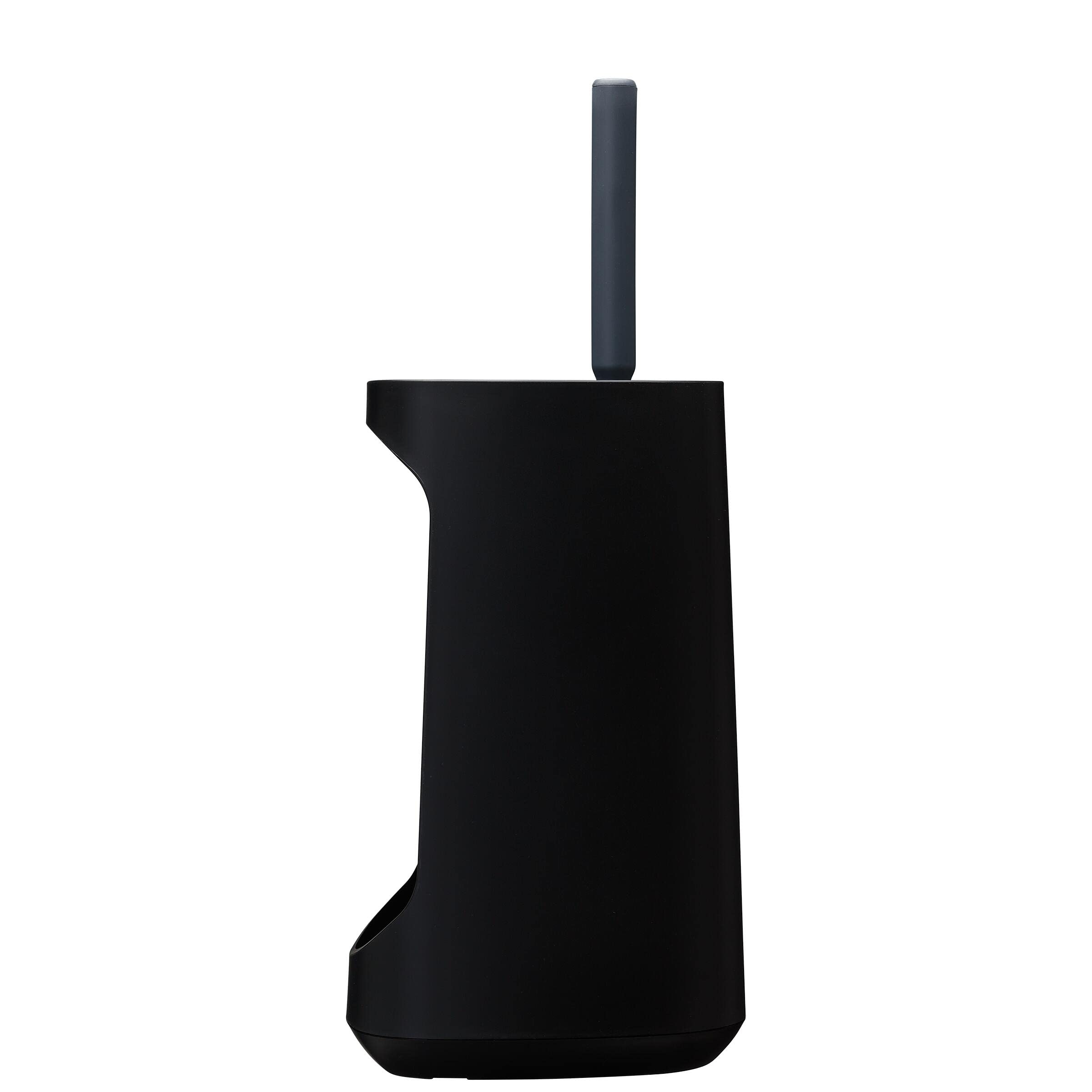 Tiger Tess Toilettenbürstenhalter freistehend, mit Aufbewahrungsfach für Reiniger und Flexibler Swoop WC-Bürste, Farbe: Schwarz/Anthrazit, 145x454x187 mm
