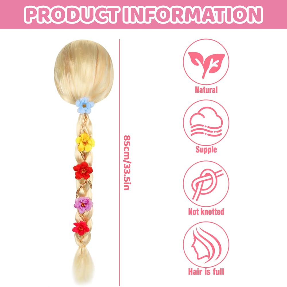 Fascia Capelli Trecce Principessa Blu - Parrucche Bambine Per Cosplay - Foto 7