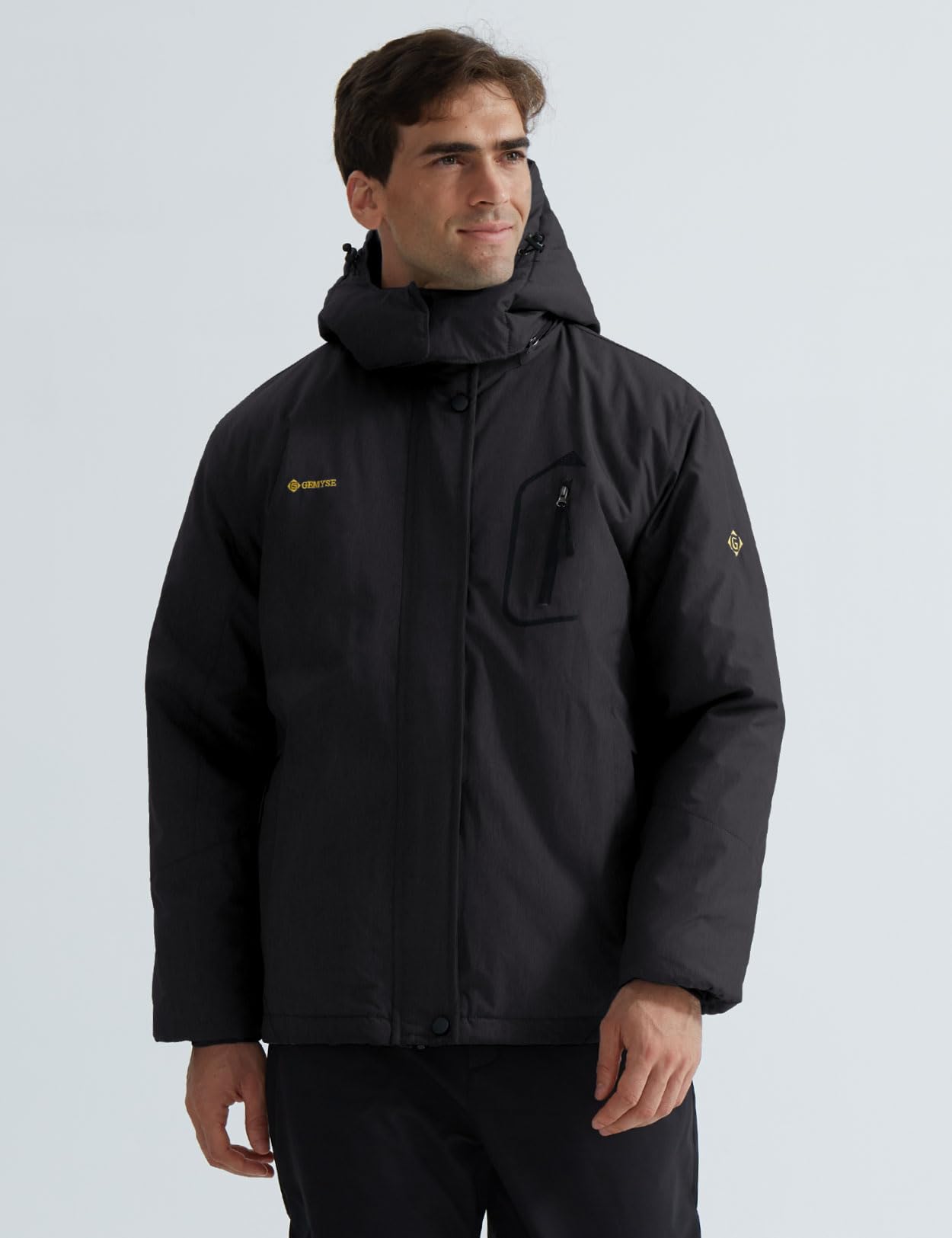 GEMYSE Veste de Ski Homme Coupe-Vent Imperméable Doublure en Polaire Manteau d'Hiver Montagne Homme avec Capuche