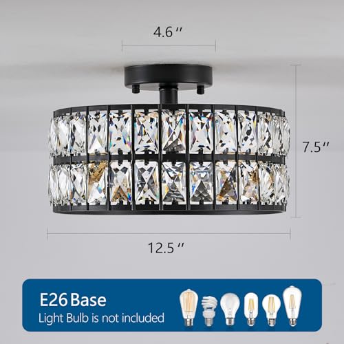 HuixuTe 3-Light Black Modern Crystal Bedroom Light Fixtures Ceiling - image 5