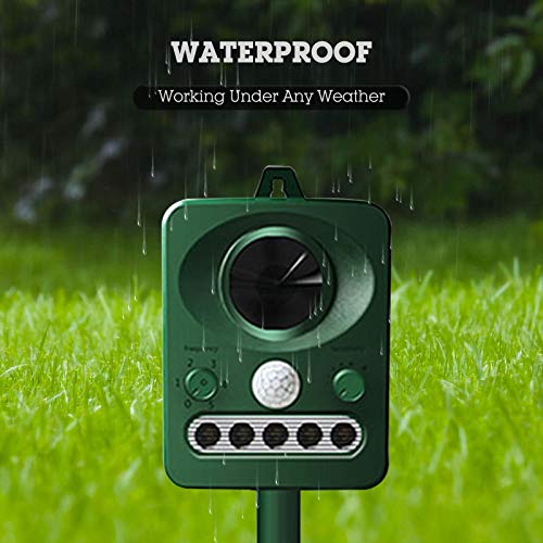 Henniu Repelente de animais ultrassônico solar eletrônico repelente de animais ao ar livre à prova d