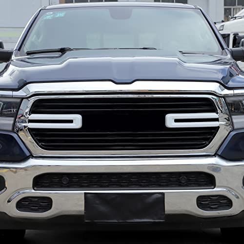 Image of Front Grille Inserts Trim Cover Grill U Bar Cover Frame Decoration Exterior Accessories for Dodge RAM 2018 2019 2020 2021 2022,white