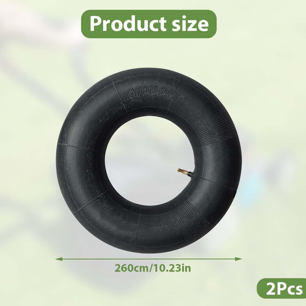 2 Pcs 4.10/3.50-4 Inner Tubes, Heavy Duty Replacement Tire Tube, Wheelbarrow Tires for Wheelbarrow Garden Carts Lawn Mowers Unicycles and More — view 7