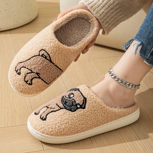 Image of Highland Cow Slippers for Women Plush Scottish Highland Cow Animal Slippers Warm Non Slip Home Indoor Slippers