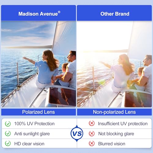 Madison Avenue 2 Pack Square Sports Polarized Sunglasses for Men UV Protection with Eyeglasses Straps, Mens Retro Sun Shades4