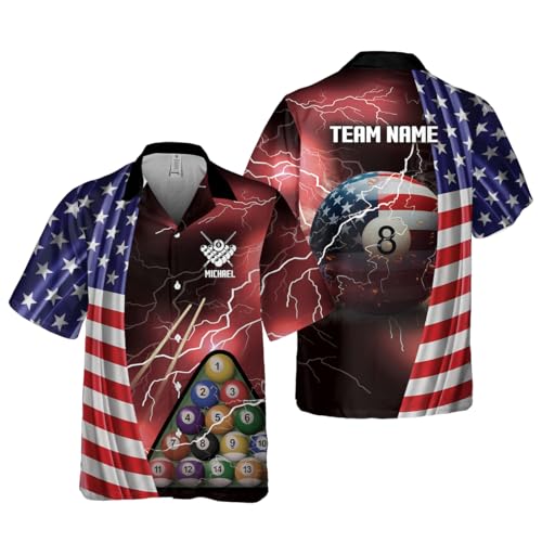 Personalized Billiards Short Sleeve Button Down Hawaiian Printed Casual Shirts, Billiards Shirt, Billiard Pool Shirt for Men