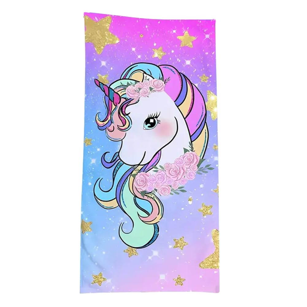 OFKAFEZV Anime Toalla De Playa, Toalla De Playa Unicornio, Toallas De Arcoíris Secado Rápido Ultra Absorbente Súper Suave Manta De Playa para Niñas Niños,70 * 150cm, HYW10011
