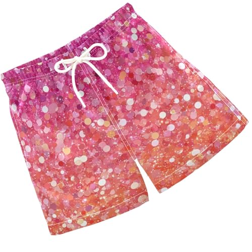 Pigsaly Boys Swim Trunks Oeange Apricot Pink Gradient Flashing Glitter Boys Board Shorts Swimsuit Swimwear Bathing Suit XS