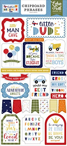 Echo Park Paper Co. Little Dreamer Boy 6x13 Phrases chipboard