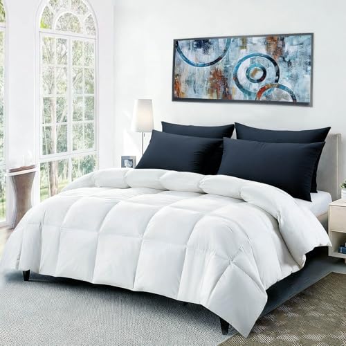 Image of Flat Ultra Thin Bed Pillows Standard Size Pillow Set of 2 Extra Soft Down Alternative for Stomach Back Sleeper Dark Blue 20x26inches