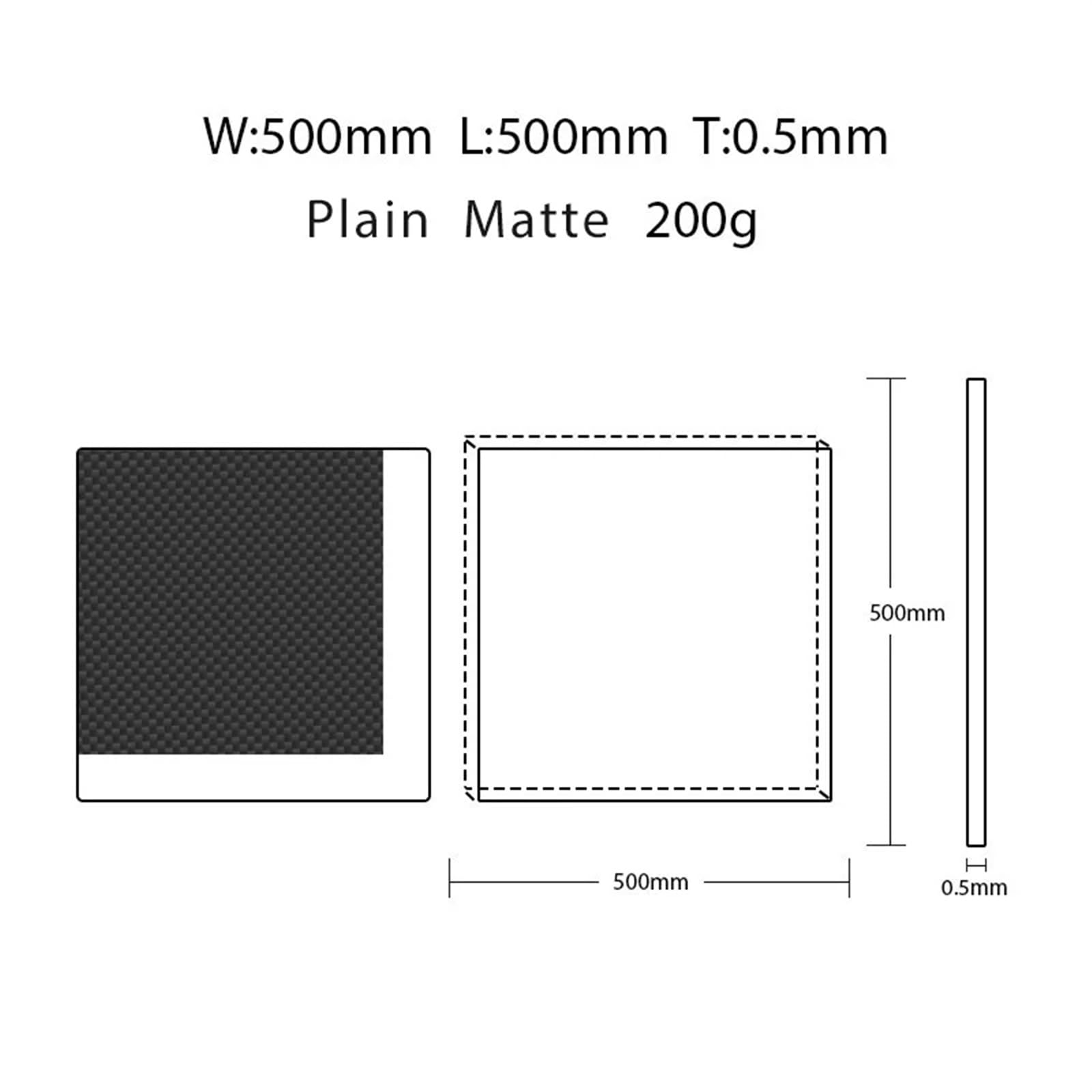 1pcs 0.25-2.5MM 500mm X500mm 3K Carbon Fiber Plate Panel Sheets Board Fiberic High Composite Hardness Material for RC Model 3k Carbon Fiber(0.5MM Plain Matte)