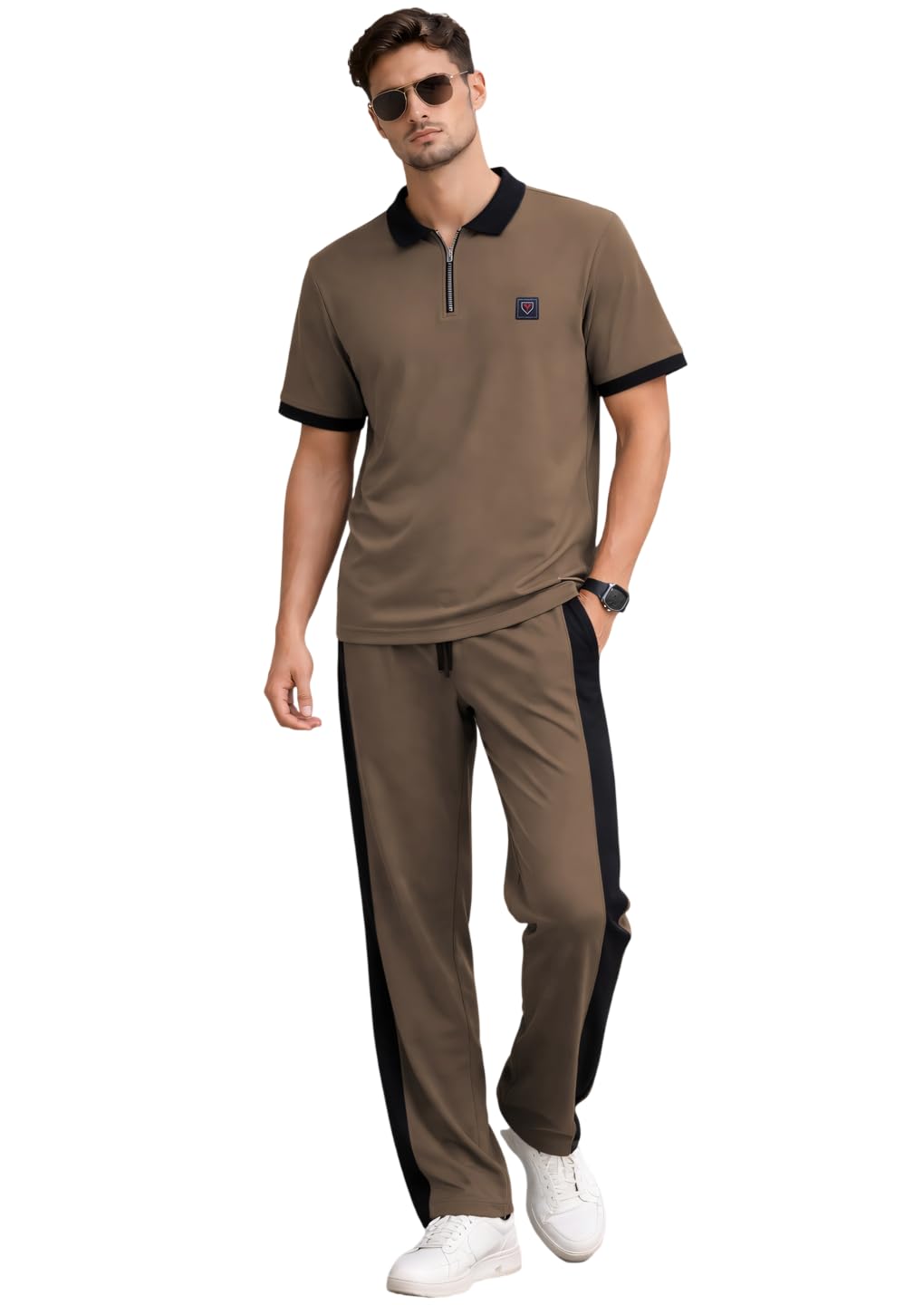 Men's Tracksuit | Lycra Blend Regular Fit | Quick Dry Gym Yoga Training Tracksuit | Breathable Jacket & Track Pant Set for Travel Casual Sports Wear | Everyday Use - Coffee(XXL)-image-45
