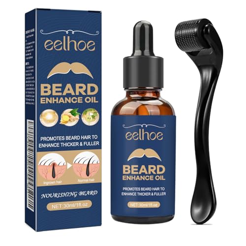Bartwuchs Kit,Bartwachstum Set mit Bartroller,Bartwuchs Serum Öl/Beard Roller,Beard Growth Kit,Stimuliert Schnurrbart und Haarwachstum,Geschenke für Männer Vater