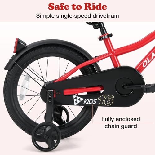 Image of Olakids Kids Bike, 12 14 16 18 Inch Toddlers Bike with Training Wheels Safety Bell Adjustable Seat and Handlebar, Handbrake and Coaster Brake, Children's Bicycle for Boys Girls