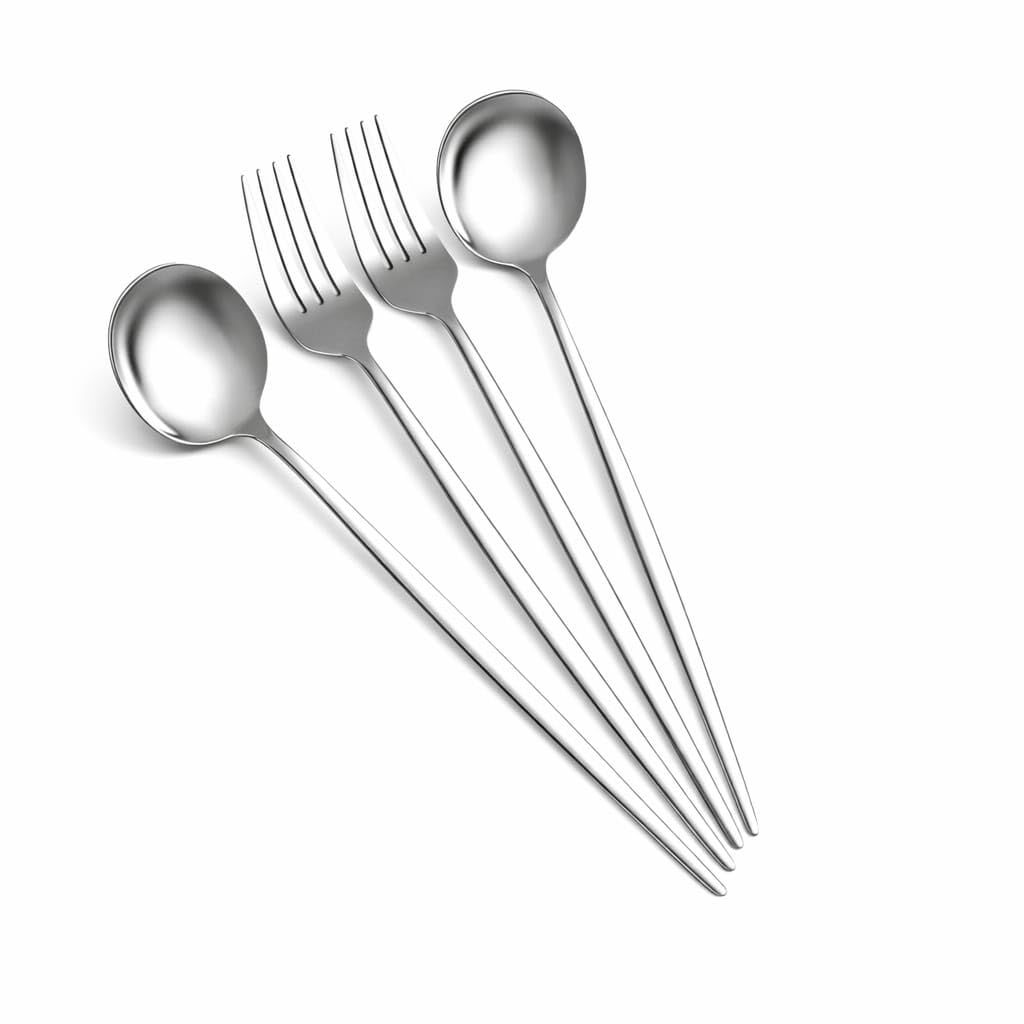 Matte Black Spoon & Fork Set - Stainless Steel Cutlery -15 Matte Black Spoon & Fork Set - Stainless Steel Cutlery -15