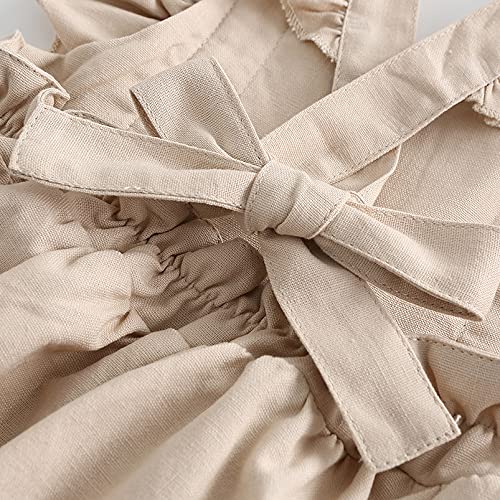 Girls Beach Dress Vintage Linen Summer Ruffles Lace Backless Kids Boho Style Sundress 0-6 Years4