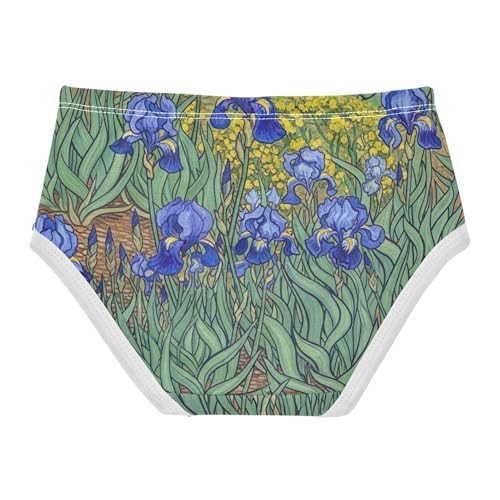 Vibrant Floral Blue Irises Green Girls Underwear Toddler 2t Cotton Little Girl Panties Colorful Underpants Briefs2