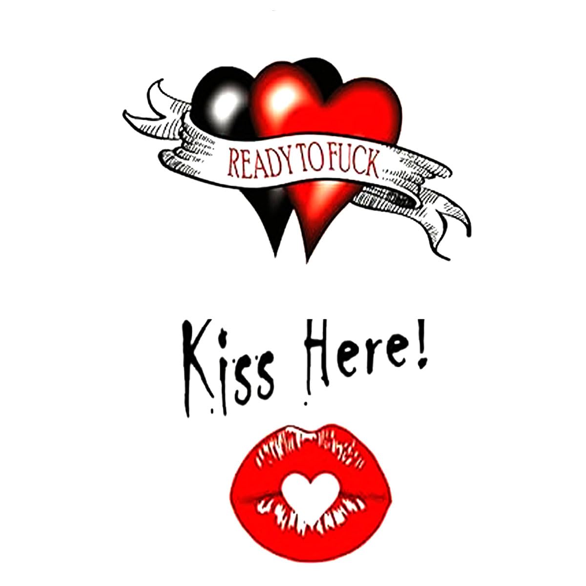 Tattoo Tech, 2 Sheets Large Temporary Tattoo, Adult Art Design Temporary Tattoos, Lasts 1-2 Weeks, Waterproof, Realistic Look, No Adhesive, No Reflection (Honymoon Kiss Here Design)-picture-22