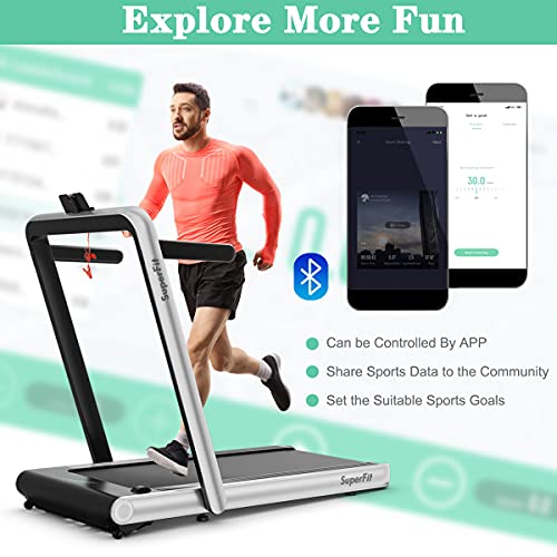 Image of Goplus 2 in 1 Folding Treadmill, 4.75HP Superfit Under Desk Electric Treadmill with APP Control, LED Touch Screen, Blue Tooth Speaker, Remote Control, Walking Jogging for Home Office