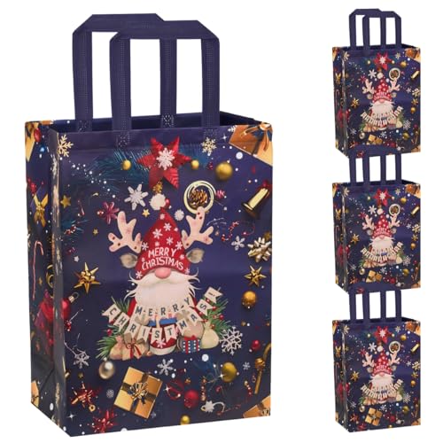 4 sacos de presente grandes para o Natal, sacos de tecido com alça, reutilizáveis para embrulhar presentes e entregar