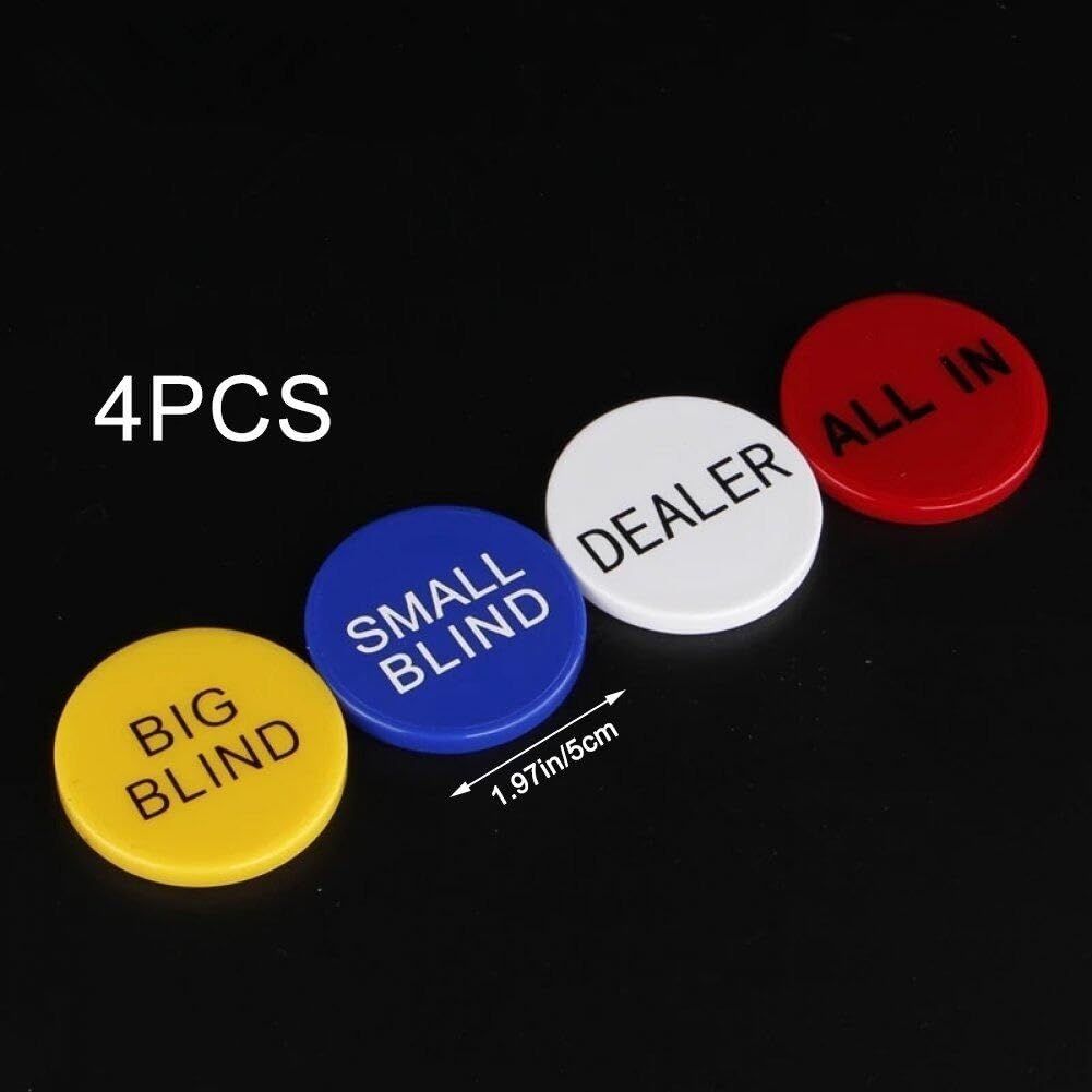 4 szt. Texas Poker Chip Okrągły Chip Mały Blind Big Blind Dealer Moneta Guziki Akcesoria do gier Wodoodporne