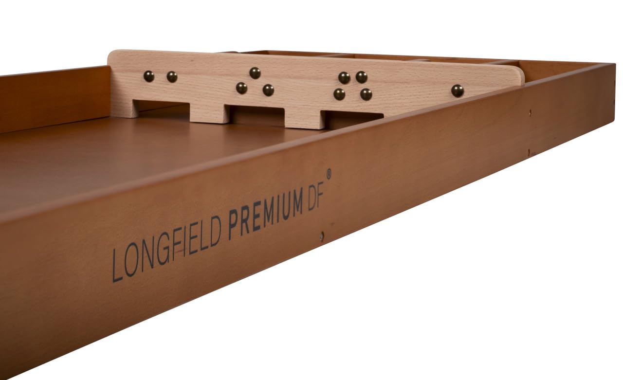 Engelhart - 340668 - Deluxe Shuffleboard Premium aus Holz - Länge: 2 m - Helle Oberfläche - Basis und Elemente aus hochwertigem Buchenholz - 30 Scheiben inklusive - Turniergröße